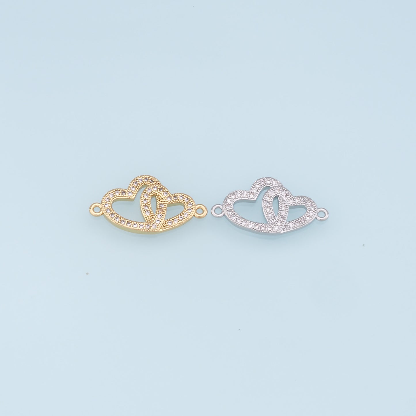 Gold Heart Connector Charms,18K Gold Filled Heart Pendant,Heart Charm Bracelet Necklace for DIY Jewelry Making Supply