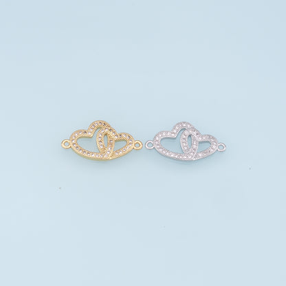 Gold Heart Connector Charms,18K Gold Filled Heart Pendant,Heart Charm Bracelet Necklace for DIY Jewelry Making Supply