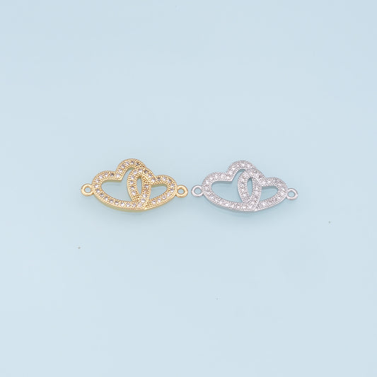 Gold Heart Connector Charms,18K Gold Filled Heart Pendant,Heart Charm Bracelet Necklace for DIY Jewelry Making Supply