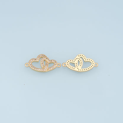 Gold Heart Connector Charms,18K Gold Filled Heart Pendant,Heart Charm Bracelet Necklace for DIY Jewelry Making Supply