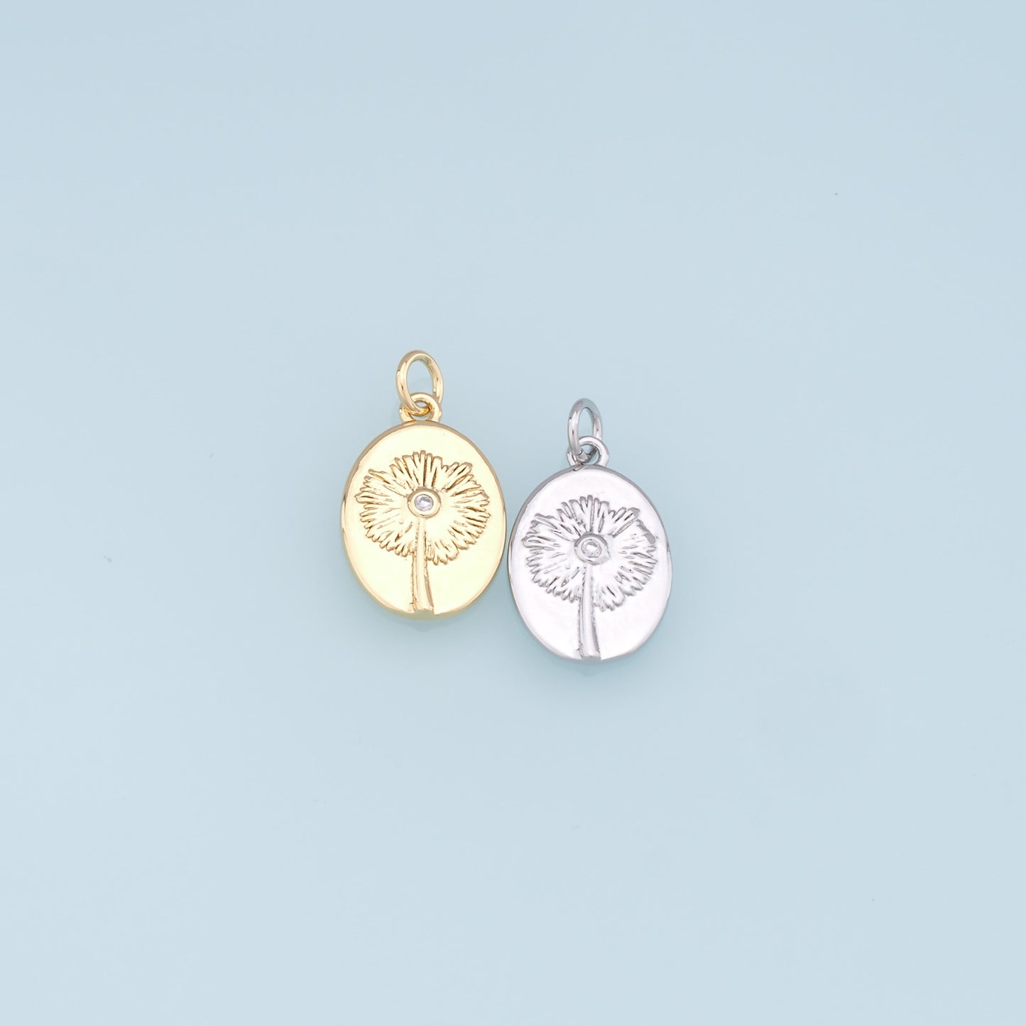 Gold Flower Charms,18K Gold Filled CZ flower Pendant,Silver flower Charm Bracelet Necklace for DIY Jewelry Making Supply