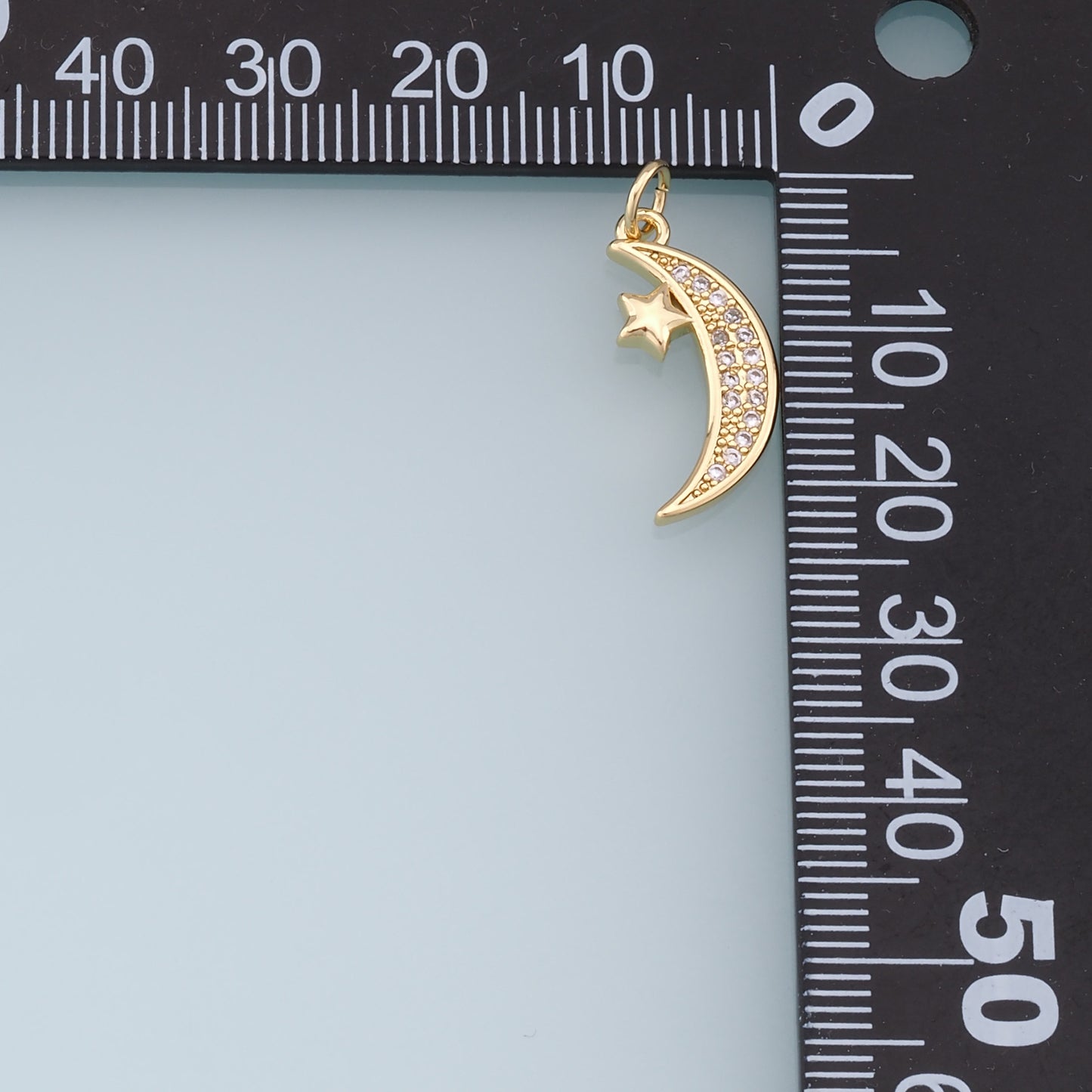 Gold Moon Star Charms,18K Gold Filled CZ Sun Pendant,Celestial Charm Bracelet Necklace for DIY Jewelry Making Supply