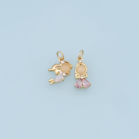 18K Gold Filled Boy Girl Pendant,Boy Girl Charm Bracelet Necklace for DIY Jewelry Making Supply