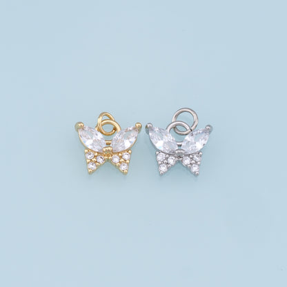 Gold Butterfly Charms,18K Gold Filled Enamel Butterfly Pendant,CZ Micro Pave Butterfly Charm Bracelet Necklace for DIY Jewelry Making Supply