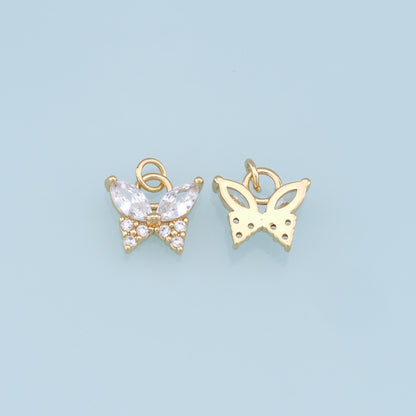 Gold Butterfly Charms,18K Gold Filled Enamel Butterfly Pendant,CZ Micro Pave Butterfly Charm Bracelet Necklace for DIY Jewelry Making Supply