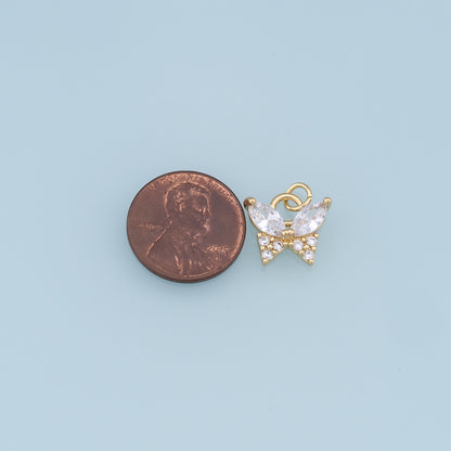 Gold Butterfly Charms,18K Gold Filled Enamel Butterfly Pendant,CZ Micro Pave Butterfly Charm Bracelet Necklace for DIY Jewelry Making Supply