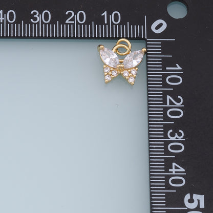 Gold Butterfly Charms,18K Gold Filled Enamel Butterfly Pendant,CZ Micro Pave Butterfly Charm Bracelet Necklace for DIY Jewelry Making Supply