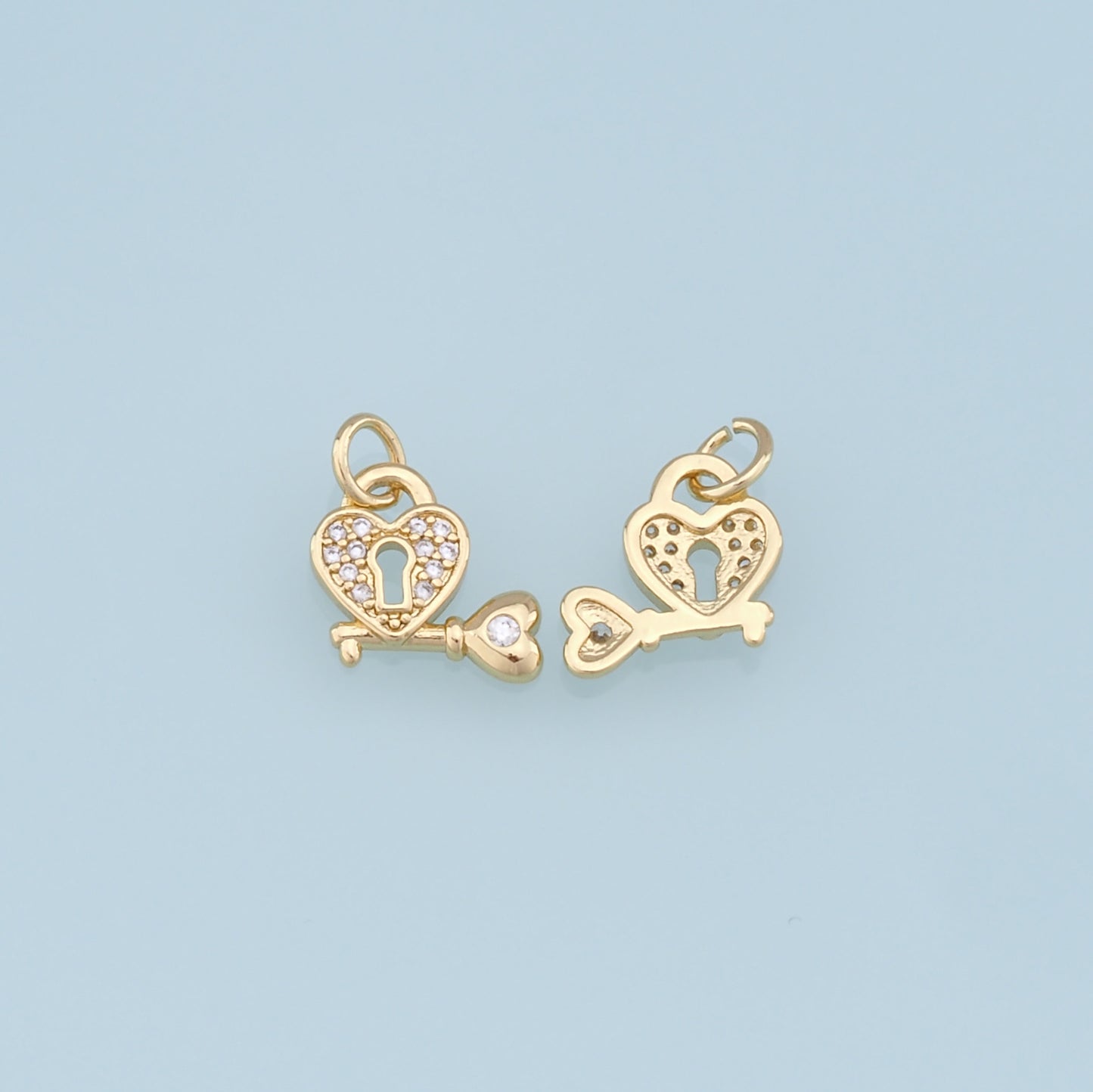 Gold Key Lock Charms,18K Gold Filled Key Pendant,Heart Lock Charm Bracelet Necklace for DIY Jewelry Making Supply