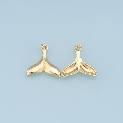 Gold Mermaid Charms,18K Gold Filled Tail Pendant,Mermaid Tail Charm Bracelet Necklace for DIY Jewelry Making Supply