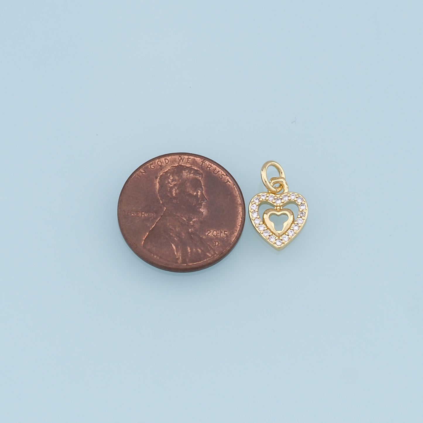 Gold Heart Charms,18K Gold Filled Heart Pendant,CZ Micro Pave Heart Charm Bracelet Necklace for DIY Jewelry Making Supply