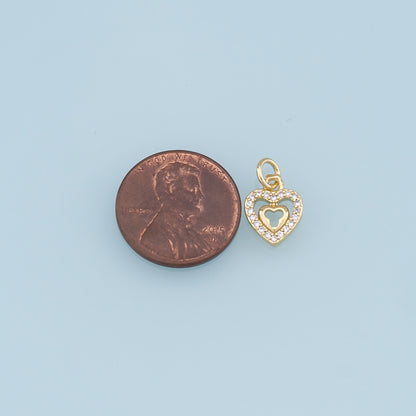 Gold Heart Charms,18K Gold Filled Heart Pendant,CZ Micro Pave Heart Charm Bracelet Necklace for DIY Jewelry Making Supply