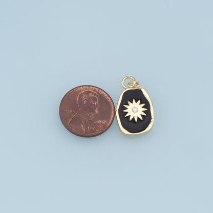 Gold Star Charms,18K Gold Filled Enamel Starburst Pendant,North Star Charm Bracelet Necklace for DIY Jewelry Making Supply