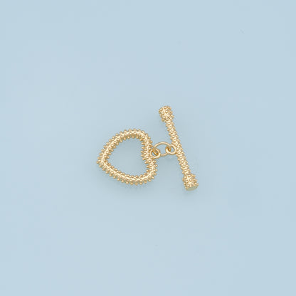 18K Gold Heart Toggle Clasp, Gold OT Clasp Fancy Design OT Clasp Bulk Supply for Bracelet Necklace Component