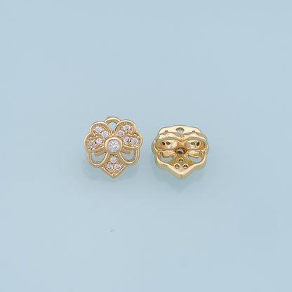 Gold Flower Charms,18K Gold Filled CZ flower Pendant,Silver flower Charm Bracelet Necklace for DIY Jewelry Making Supply