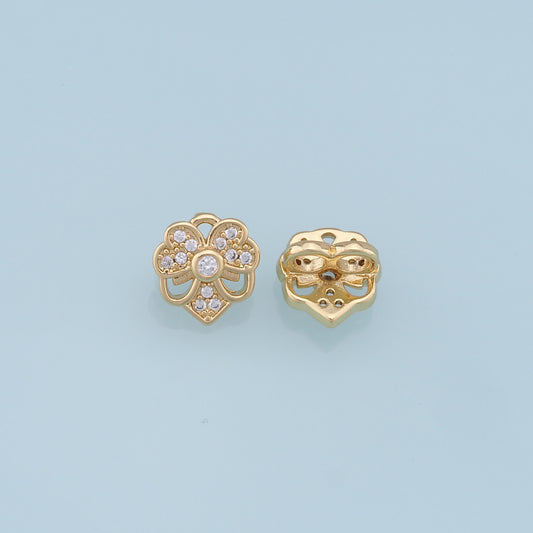 Gold Flower Charms,18K Gold Filled CZ flower Pendant,Silver flower Charm Bracelet Necklace for DIY Jewelry Making Supply