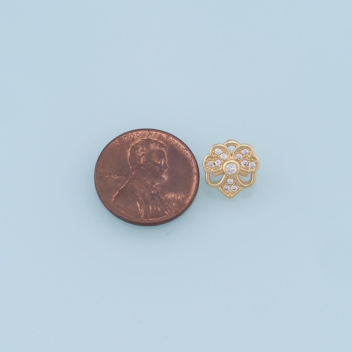 Gold Flower Charms,18K Gold Filled CZ flower Pendant,Silver flower Charm Bracelet Necklace for DIY Jewelry Making Supply