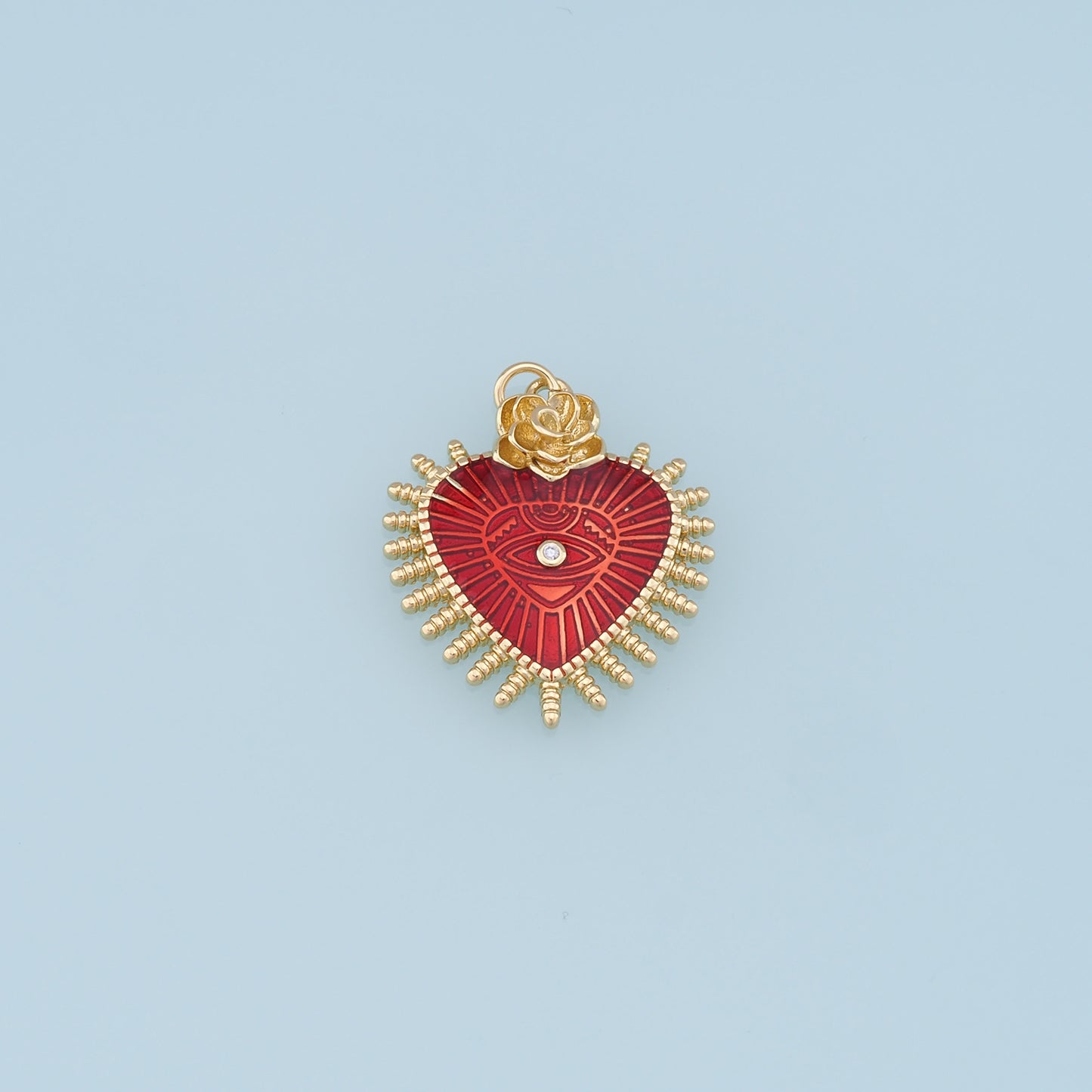Gold Heart Evil Eye Charms,18K Gold Filled Heart Pendant,Heart Eye Charm Bracelet Necklace for DIY Jewelry Making Supply