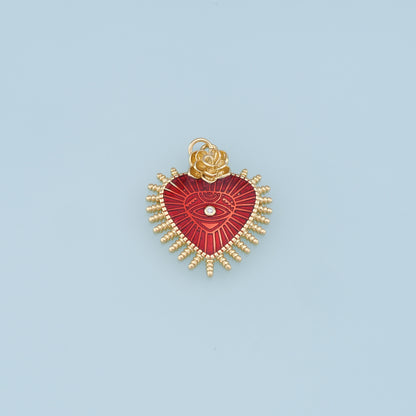 Gold Heart Evil Eye Charms,18K Gold Filled Heart Pendant,Heart Eye Charm Bracelet Necklace for DIY Jewelry Making Supply