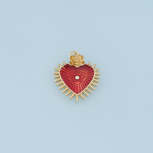 Gold Heart Evil Eye Charms,18K Gold Filled Heart Pendant,Heart Eye Charm Bracelet Necklace for DIY Jewelry Making Supply
