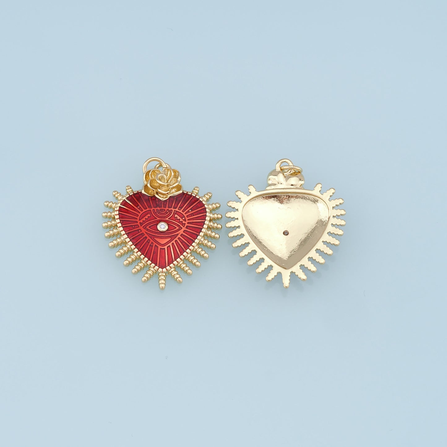 Gold Heart Evil Eye Charms,18K Gold Filled Heart Pendant,Heart Eye Charm Bracelet Necklace for DIY Jewelry Making Supply