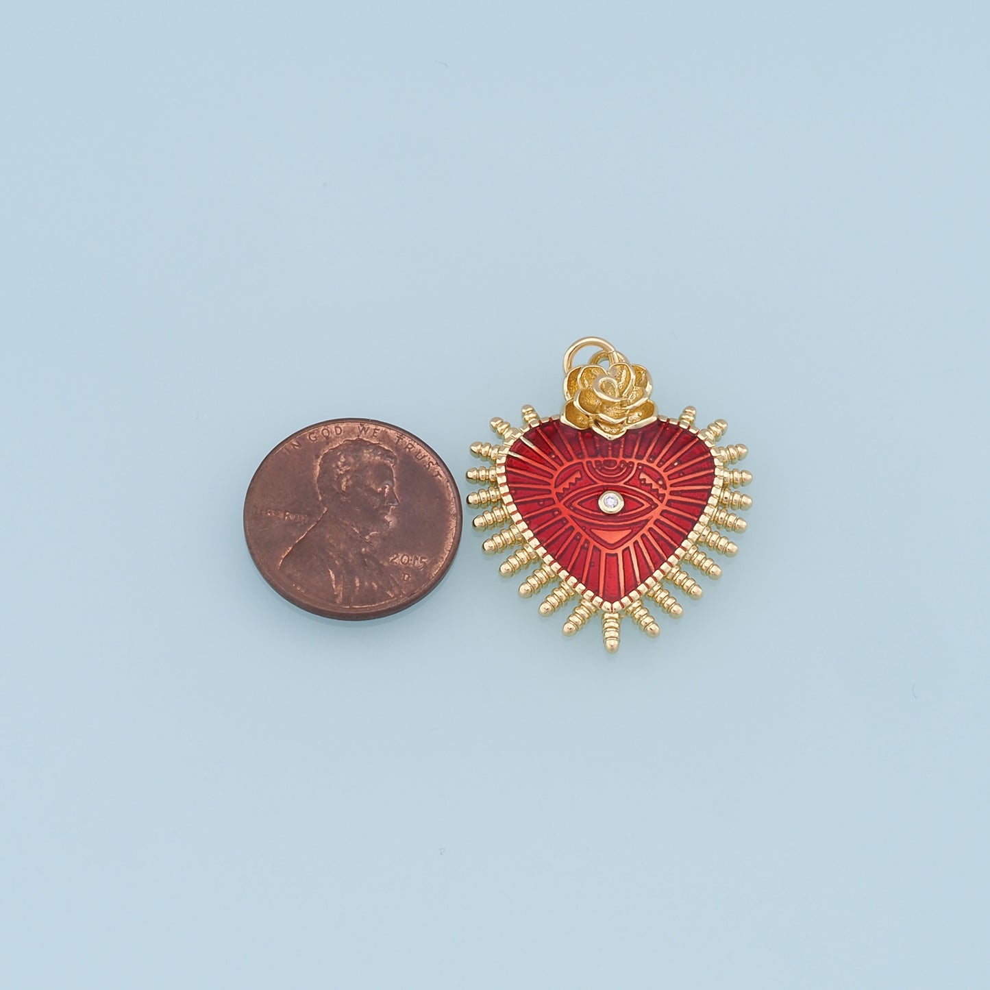 Gold Heart Evil Eye Charms,18K Gold Filled Heart Pendant,Heart Eye Charm Bracelet Necklace for DIY Jewelry Making Supply