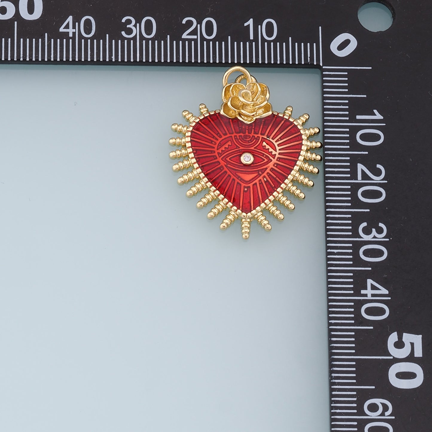 Gold Heart Evil Eye Charms,18K Gold Filled Heart Pendant,Heart Eye Charm Bracelet Necklace for DIY Jewelry Making Supply