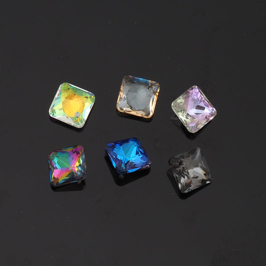 5pcs Square Crystal Pendant Crystal AB Rhinestones for DIY Craft Jewelry Making Supply