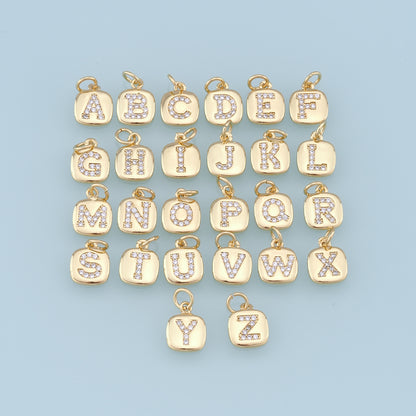Gold letter Charms,18K Gold Filled letter Pendant,initial Charm Bracelet Necklace for DIY Jewelry Making Supply