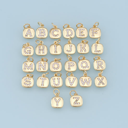 Gold letter Charms,18K Gold Filled letter Pendant,initial Charm Bracelet Necklace for DIY Jewelry Making Supply