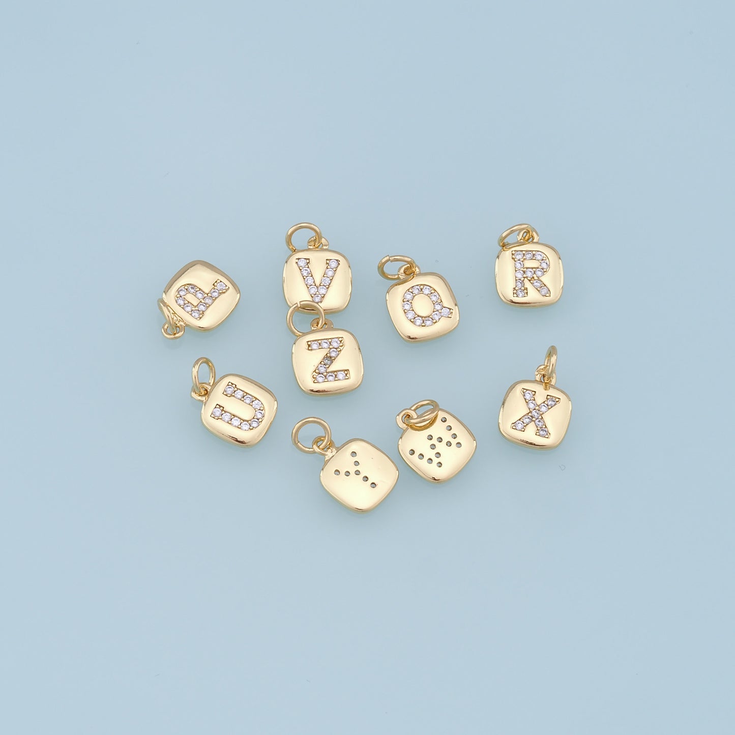 Gold letter Charms,18K Gold Filled letter Pendant,initial Charm Bracelet Necklace for DIY Jewelry Making Supply