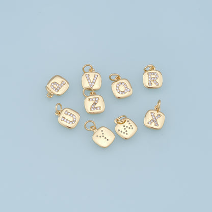 Gold letter Charms,18K Gold Filled letter Pendant,initial Charm Bracelet Necklace for DIY Jewelry Making Supply