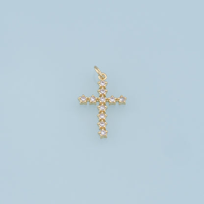 Gold Cross Charms,18K Gold Filled Cross Pendant,CZ Micro Pave Cross Charm Bracelet Necklace for DIY Jewelry Making Supply