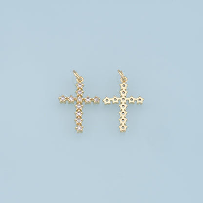 Gold Cross Charms,18K Gold Filled Cross Pendant,CZ Micro Pave Cross Charm Bracelet Necklace for DIY Jewelry Making Supply
