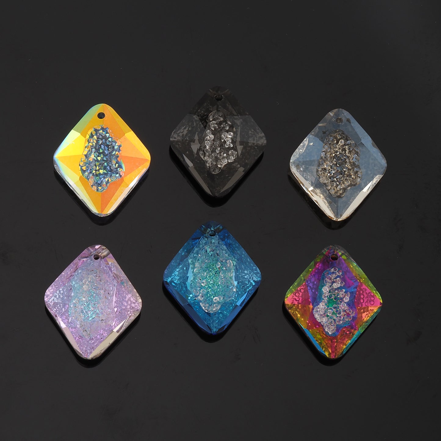 1pcs Rhombus Crystal Pendant Crystal AB Rhinestones for DIY Craft Jewelry Making Supply