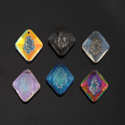 1pcs Rhombus Crystal Pendant Crystal AB Rhinestones for DIY Craft Jewelry Making Supply