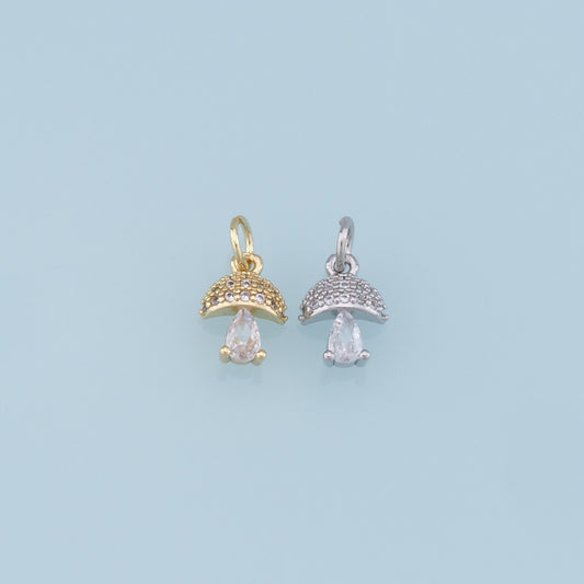 Gold mushroom Charms,18K Gold Filled mushroom Pendant,Silver mushroom Charm Bracelet Necklace for DIY Jewelry Making Supply