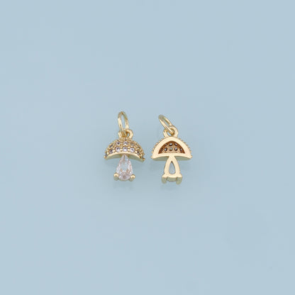 Gold mushroom Charms,18K Gold Filled mushroom Pendant,Silver mushroom Charm Bracelet Necklace for DIY Jewelry Making Supply