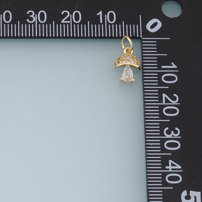 Gold mushroom Charms,18K Gold Filled mushroom Pendant,Silver mushroom Charm Bracelet Necklace for DIY Jewelry Making Supply