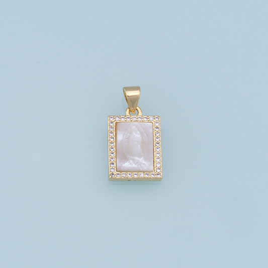 Gold Our Lady of Guadalupe Charms,18K Gold Filled virgin mary Pendant,Religion Charm Bracelet Necklace for DIY Jewelry Making Supply