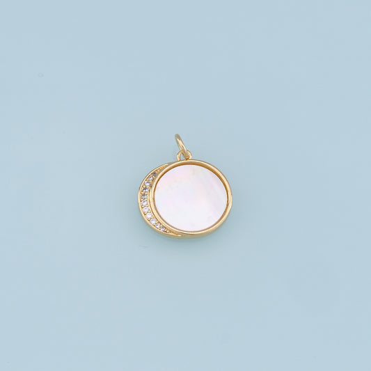Gold Round Charms,18K Gold Filled CZ Round Pendant,Round Charm Bracelet Necklace for DIY Jewelry Making Supply