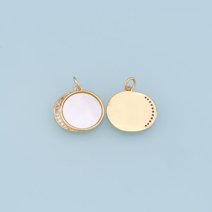 Gold Round Charms,18K Gold Filled CZ Round Pendant,Round Charm Bracelet Necklace for DIY Jewelry Making Supply