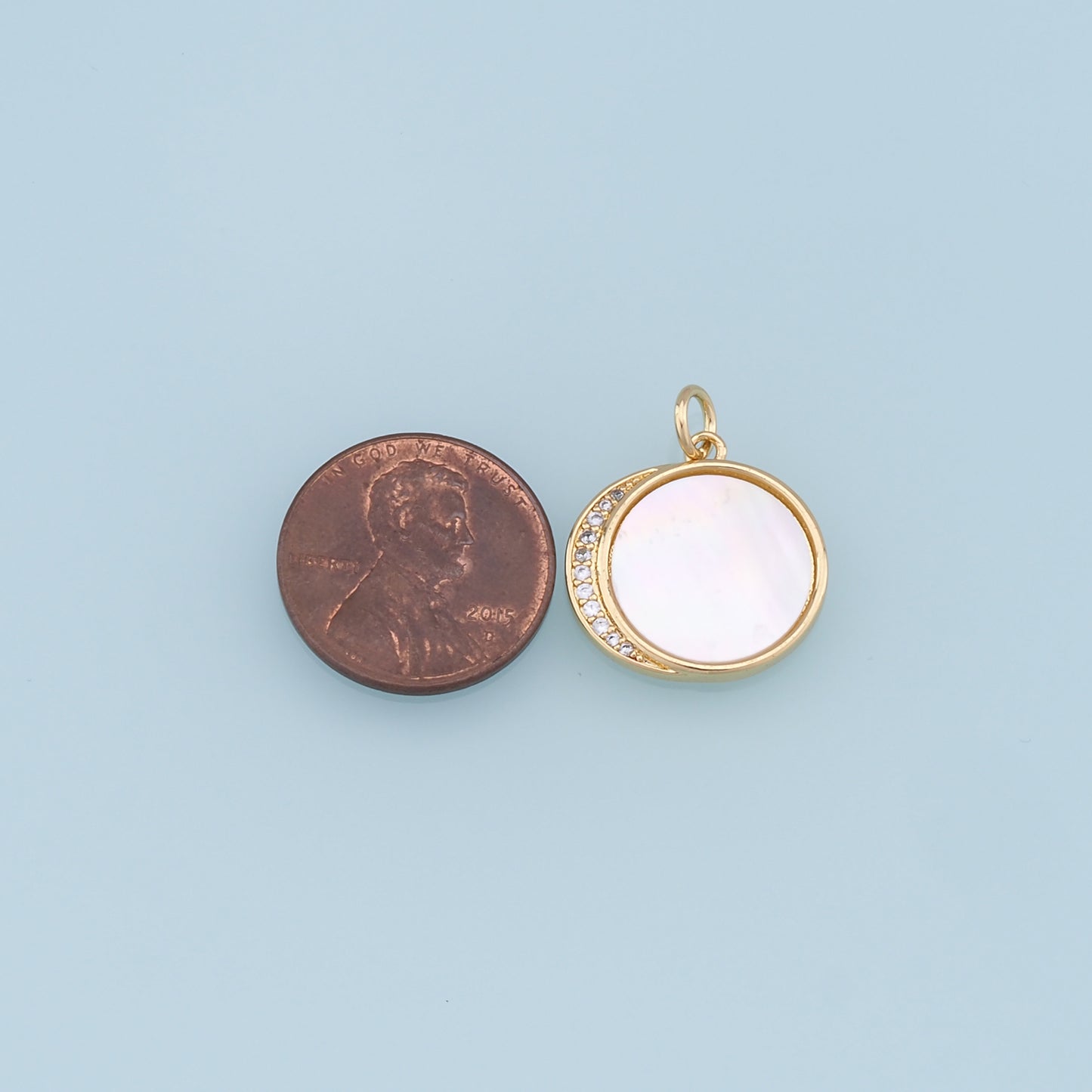 Gold Round Charms,18K Gold Filled CZ Round Pendant,Round Charm Bracelet Necklace for DIY Jewelry Making Supply