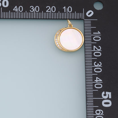 Gold Round Charms,18K Gold Filled CZ Round Pendant,Round Charm Bracelet Necklace for DIY Jewelry Making Supply