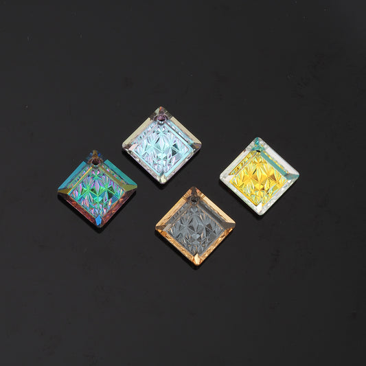 1pcs Square Crystal Pendant Crystal AB Rhinestones for DIY Craft Jewelry Making Supply