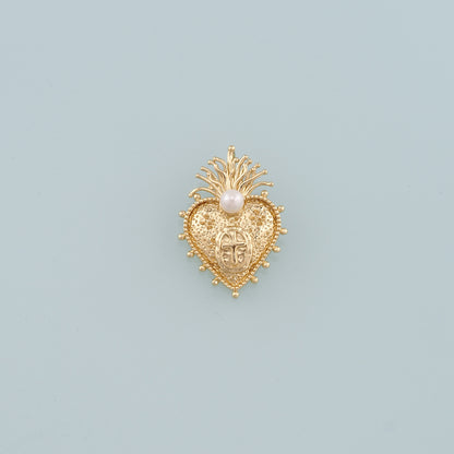 18K Gold Filled Pearl Sacred heart Pendant,Religion Charm Bracelet Necklace for DIY Jewelry Making Supply