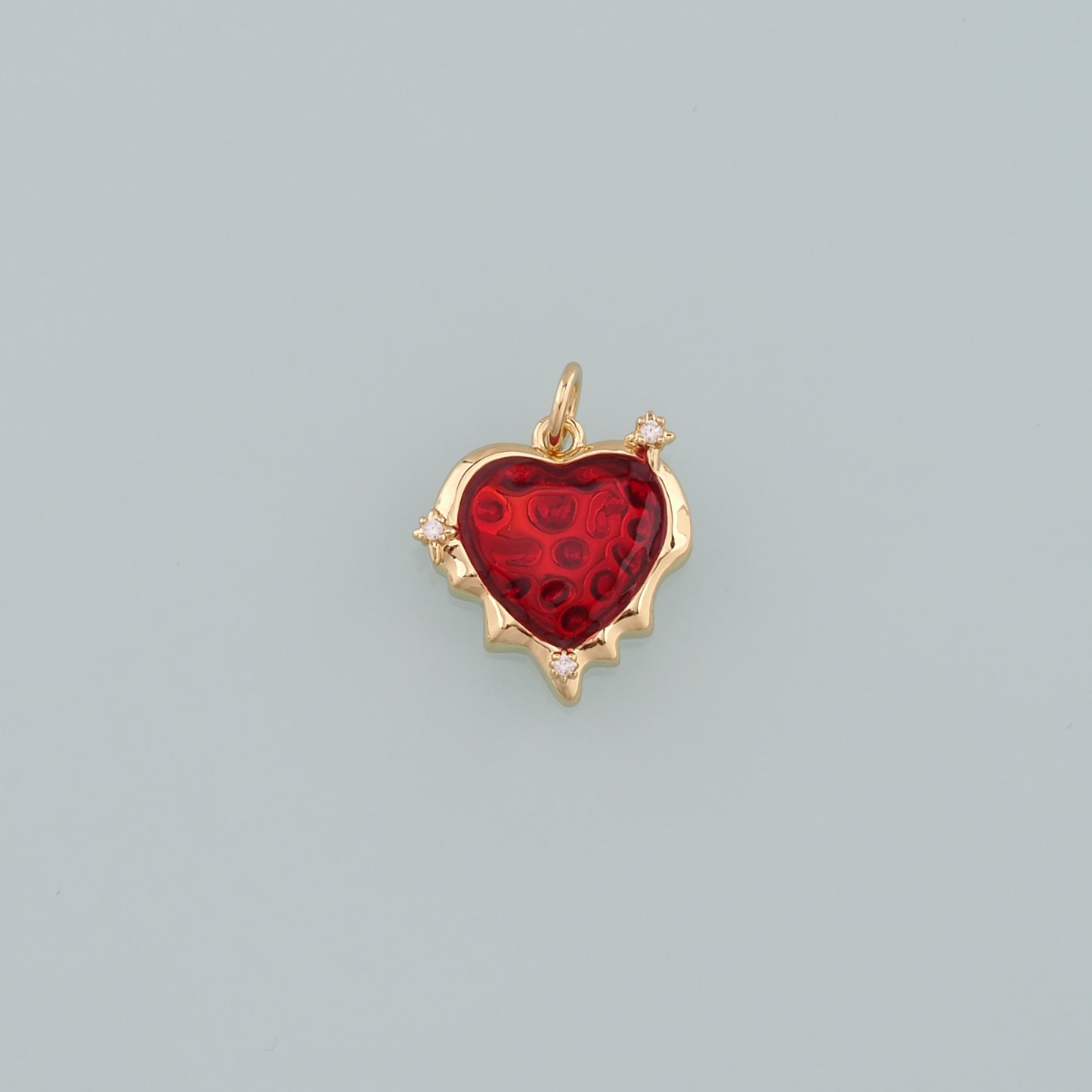 18K Gold Filled Heart Pendant,Enamel Heart Charm Bracelet Necklace for DIY Jewelry Making Supply