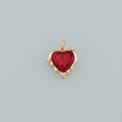 18K Gold Filled Heart Pendant,Enamel Heart Charm Bracelet Necklace for DIY Jewelry Making Supply