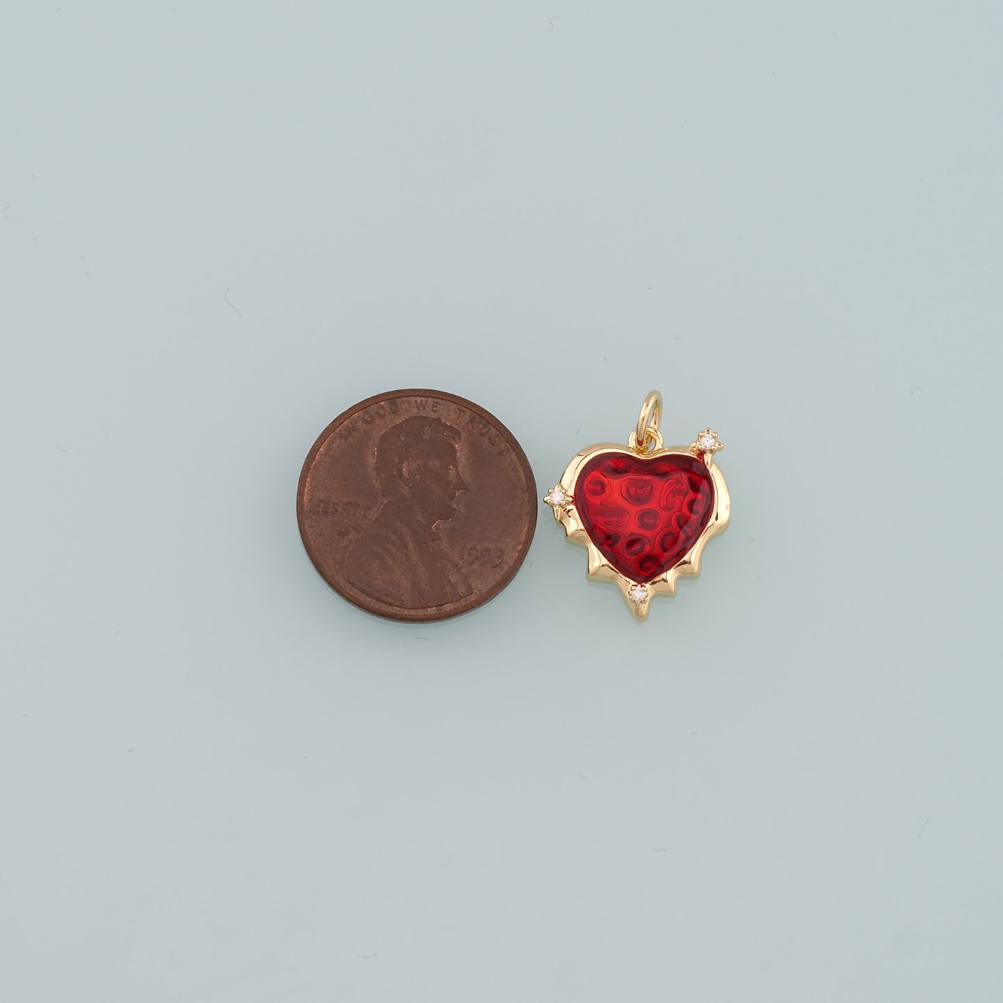 18K Gold Filled Heart Pendant,Enamel Heart Charm Bracelet Necklace for DIY Jewelry Making Supply
