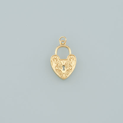 Gold Key Lock Charms,18K Gold Filled Lock Pendant,Heart Lock Charm Bracelet Necklace for DIY Jewelry Making Supply