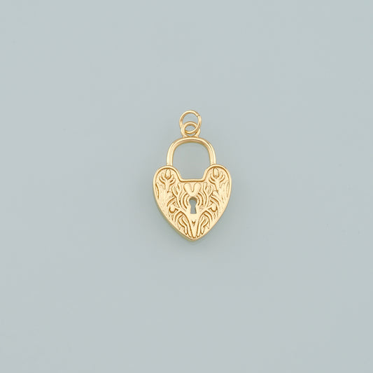 Gold Key Lock Charms,18K Gold Filled Lock Pendant,Heart Lock Charm Bracelet Necklace for DIY Jewelry Making Supply